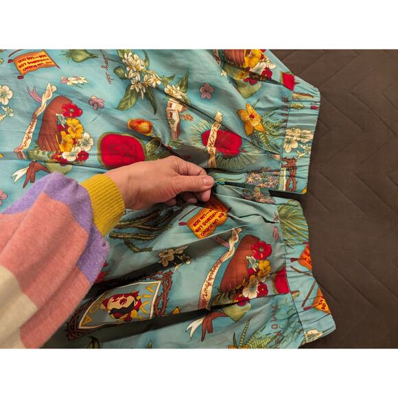 Blue vintage inspired Frida Kahlo printed A-line skirt size Large NWOT - Picture 8 of 8